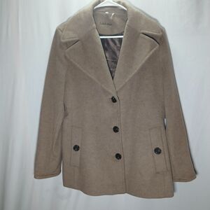 Calvin Klein Oat Wool Cashmere Blend Pea Coat PL Petite Large